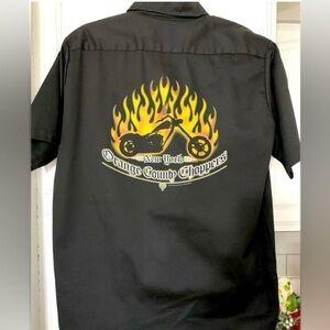 Orange County Choppers Button Shirt Short Sleeve New York Biker Motorcycle L